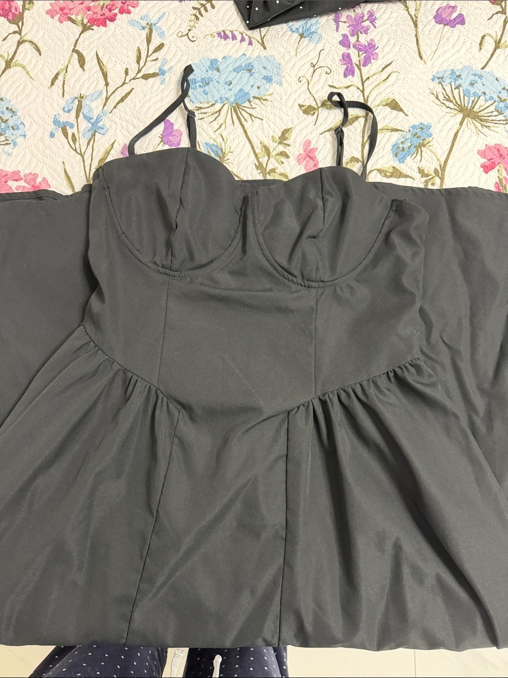 Black Spaghetti Strap Bustier Dress
